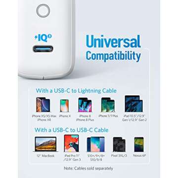 USB C Charger, Anker 30W PIQ 3.0 USB-C Fast Charger Adapter, PowerPort III Mini Compact Charger for iPad/iPad Mini, for iPhone 14/14 Plus/14 Pro/14 Pro Max/13, Pixel, Galaxy, and More