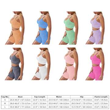 Women's Seamless Yoga Outfits Two Pieces Workout Crop Top Camisole Tank Sports Bra High Waisted Running Shorts Sets Biker Leggings Pants Activewear Athletic Fitness Gym Tracksuit Mint Green Small