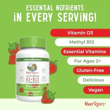 MaryRuth Vegan Vitamin D3 + B12 Gummies | Energy & Immune Boost