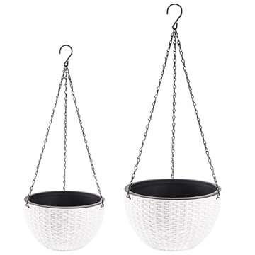 Foraineam 2-Pack Hanging Basket Planters - Self-Watering Indoor & Outdoor