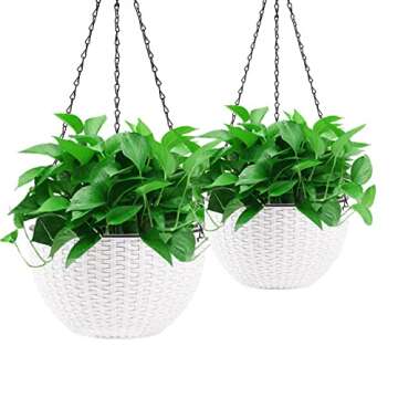 Foraineam 2-Pack Self-Watering Hanging Basket Planters