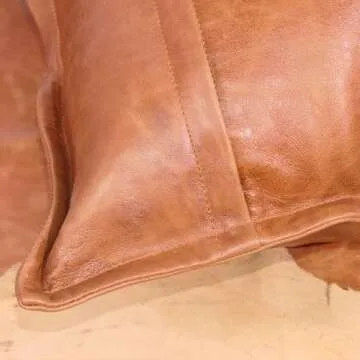 LL LEATHER LOVERS Lambskin Leather Pillow Cover - Sofa Cushion Case - Decorative Throw Covers for Living Room & Bedroom, 22x22 Inches - Antique Brown Box Pack of 2