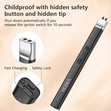 REIDEA Electric Lighter Candle Lighter, Windproof Flameless USB Rechargeable Arc Retractable Lighter...