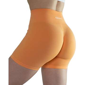 Bright Colors Maybe See Through Not Squat Proof Summer Workout Shorts for Women Seamless Scrunch Running Shorts (S, Papaya)
