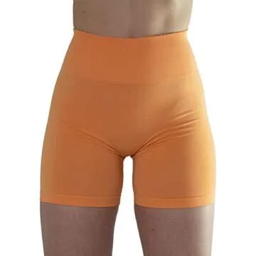Bright Colors Maybe See Through Not Squat Proof Summer Workout Shorts for Women Seamless Scrunch Running Shorts (S, Papaya)