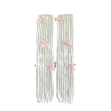Stylish Y2K Harajuku Leg Warmers with Pink Bow - Cozy & Fashionable