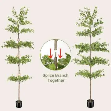 FEELEAD Faux Black Olive Tree 7ft - Realistic Artificial Black Olive Tree 7 Feet Indoor Fake Black Olive Trees with Natural Branches and Realistic Leaves for Home Office Decor