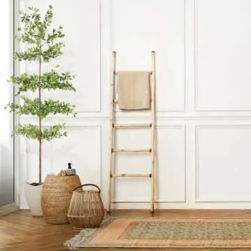 FEELEAD Faux Black Olive Tree 7ft - Realistic Artificial Black Olive Tree 7 Feet Indoor Fake Black Olive Trees with Natural Branches and Realistic Leaves for Home Office Decor