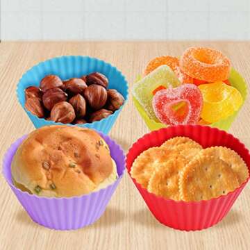 24 Pack Silicone Baking Cups Reusable Muffin Liners Non-Stick Cup Cake Molds Set Cupcake Silicone Li...