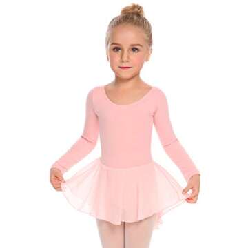 Arshiner Kids Girls Classic Long Sleeve Leotard Dance Ballet Dress Light Pink 130 Light Pink 130 Age...