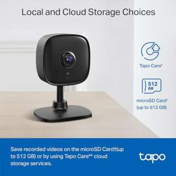 Tapo by TP-Link 1080P Indoor Security Camera for Baby Monitor, Pet Camera w/Motion Detection, 2-Way Audio, Night Vision, Cloud & SD Card Storage, Works w/Alexa & Google Home, Black, C101