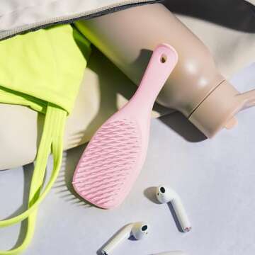 Tangle Teezer Ultimate Detangler Hairbrush, Eliminates Knots & Reduces Breakage, Mini Hair Brush for Travel, Small Hands & All Hair Types, Millennial Pink