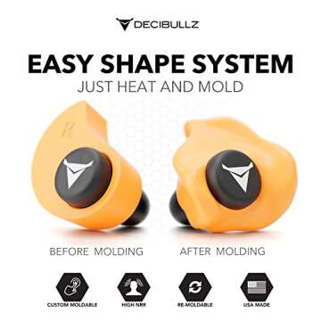 Decibullz - Custom Molded Earplugs, 31dB Highest NRR, Comfortable Hearing Protection for Shooting, T...