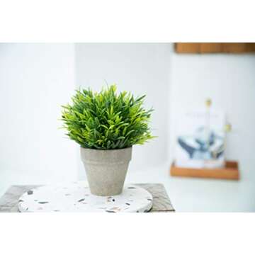 Velener Artificial Grass Potted Plant - Emerald Green Home Decor, Pumpkin Topiary Outdoor & Indoor Fall Plants Home Decor Accents, Coastal Kitchen, Countertops, Classroom, Farmhouse Christmas Decor