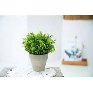 Velener Artificial Grass Potted Plant - Emerald Green Home Decor, Pumpkin Topiary Outdoor & Indoor Fall Plants Home Decor Accents, Coastal Kitchen, Countertops, Classroom, Farmhouse Christmas Decor