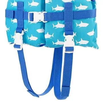 Speedo Baby Swim Infant Begin to Swim Flotation Life Vest, Blue Atoll/White Sharks, One Size (Chest Size: 16-20'')
