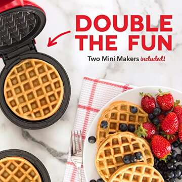 DASH Mini Waffle Maker (2 Pack) for Individual Waffles Hash Browns, Keto Chaffles with Easy to Clean...