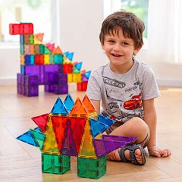 MEGAGONTILES Premium Magnetic Tiles, MEGA Magnet Tiles Set, STEM AUTHENTICATED, Magnetic Blocks, Magnetic Toys, Magnetic Building Blocks, Toddler Boys Girls 3-10 Year Old