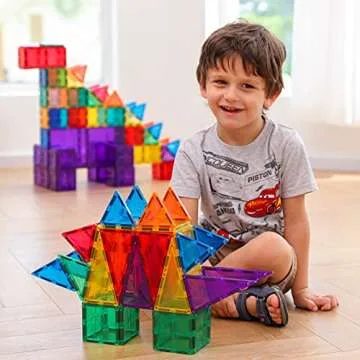 MEGAGONTILES Premium Magnetic Tiles, MEGA Magnet Tiles Set, STEM AUTHENTICATED, Magnetic Blocks, Magnetic Toys, Magnetic Building Blocks, Toddler Boys Girls 3-10 Year Old
