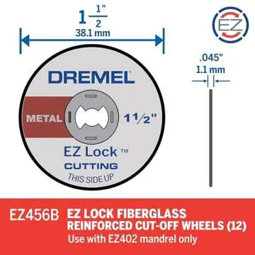 Dremel EZ456B 1 1/2-Inch EZ Lock Rotary Tool Cut-Off Wheels- Rotary Tool Cutting Accessories, Perfect for Slicing Sheet Metal and Copper Pipe, 12 Pieces
