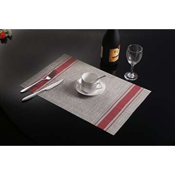 Tennove Placemats Set of 6, Washable Placemats PVC Cross Weave Woven Vinyl Table Mats for Kitchen Dining Table Decoration(E1)
