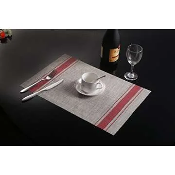 Tennove Placemats Set of 6, Washable Placemats PVC Cross Weave Woven Vinyl Table Mats for Kitchen Dining Table Decoration(E1)