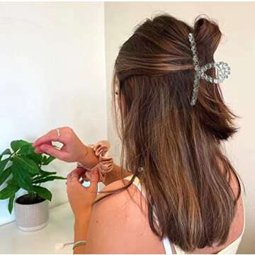 Hair Claw Clips, Nonslip Matte Clear, Large for Thick Hair, Strong Hold Jaw Clamps, Butterfly Hairpi...