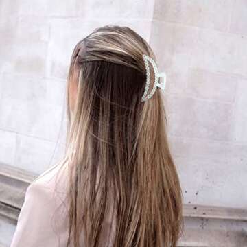 Hair Claw Clips, Nonslip Matte Clear, Large for Thick Hair, Strong Hold Jaw Clamps, Butterfly Hairpins Fashion Accessories for Women (3 Pack)