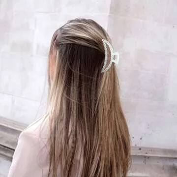 Hair Claw Clips, Nonslip Matte Clear, Large for Thick Hair, Strong Hold Jaw Clamps, Butterfly Hairpins Fashion Accessories for Women (3 Pack)