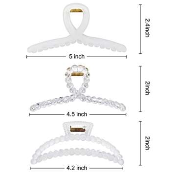 Hair Claw Clips, Nonslip Matte Clear, Large for Thick Hair, Strong Hold Jaw Clamps, Butterfly Hairpins Fashion Accessories for Women (3 Pack)