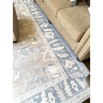 Modern Oushak Rug, Vintage Turkish Grey Oriental Antique Inspired Area Rugs, Luxury Washable Living Room Bedroom Home Nursery 5'9 x 8'9