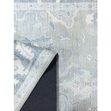Modern Oushak Rug, Vintage Turkish Grey Oriental Antique Inspired Area Rugs, Luxury Washable Living Room Bedroom Home Nursery 5'9 x 8'9