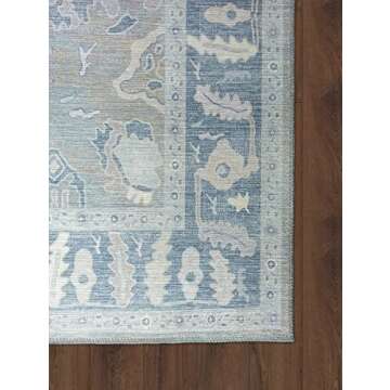 Modern Oushak Rug, Vintage Turkish Grey Oriental Antique Inspired Area Rugs, Luxury Washable Living Room Bedroom Home Nursery 5'9 x 8'9