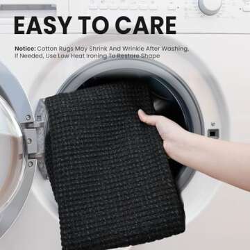 EARTHALL Woven Runner Rug 2x8 Ft Washable Runners for Hallways Cotton Non Slip Rubber Backed Kitchen Runner Braided Indoor Floor Carpet for Entryway, Hallway, Kitchen, Bedroom, Black/Grey