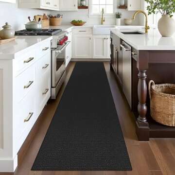 EARTHALL Woven Runner Rug 2x8 Ft Washable Runners for Hallways Cotton Non Slip Rubber Backed Kitchen Runner Braided Indoor Floor Carpet for Entryway, Hallway, Kitchen, Bedroom, Black/Grey