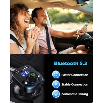 Bluetooth FM Transmitter Dual USB Car Charger Smartphones