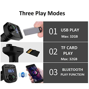 Bluetooth FM Transmitter Dual USB Car Charger Smartphones