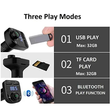 Bluetooth FM Transmitter Dual USB Car Charger Smartphones