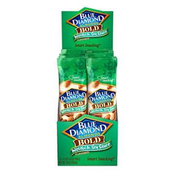 Blue Diamond Almonds, Bold Wasabi & Soy Flavored Snack Nuts, Single Serve Bags (1.5 Oz. Tubes, Pack ...