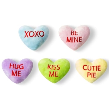 MALLMALL6 5Pcs Valentine’s Day Conversation Heart Catnip Toys Gift for Cat, Indoor Kitten Chew Bit...