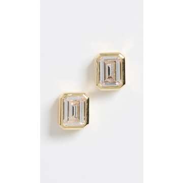 Elegant SHASHI Emerald Baguette Studs for Women