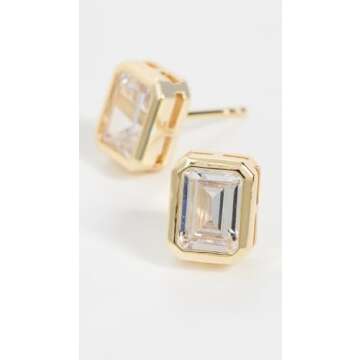 Elegant SHASHI Emerald Baguette Studs for Women