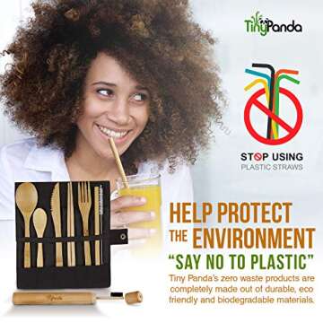 Bamboo Utensils | Bamboo Travel Cutlery Set | Reusable Utensils With Case | Camping Utensils To-Go |...