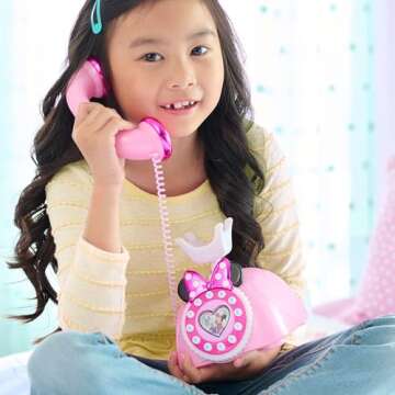 Disney Junior Minnie Mouse Ring Me Rotary Phone with Lights and Sounds, Pink, Kids Toys for Ages 3 U...