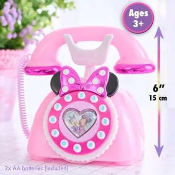 Disney Junior Minnie Mouse Ring Me Rotary Phone with Lights and Sounds, Pink, Kids Toys for Ages 3 Up by Just Play