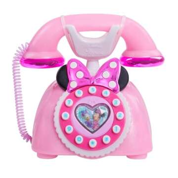 Disney Junior Minnie Mouse Ring Me Rotary Phone with Lights and Sounds, Pink, Kids Toys for Ages 3 Up by Just Play