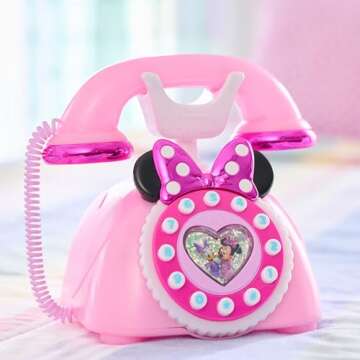 Disney Junior Minnie Mouse Ring Me Rotary Phone with Lights and Sounds, Pink, Kids Toys for Ages 3 Up by Just Play