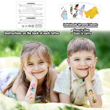 Partywind 408 PCS Kids Tattoos for Party Supplies, Individually Wrapped Sheet Temporary Tattoos Stic...