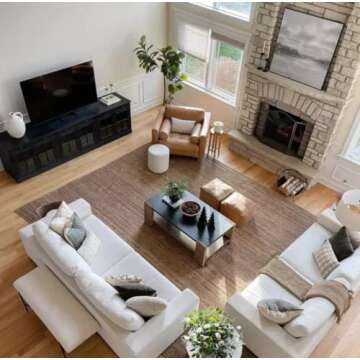 FRELISH Handwoven Jute Area Rug - 9x12 Feet Natural