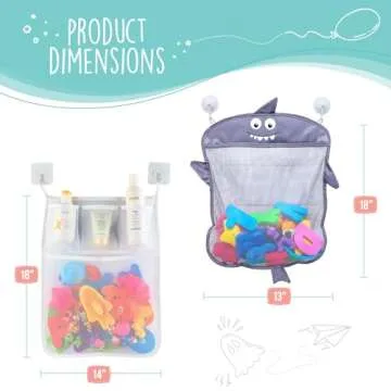 Comfylife Baby Bath Toy Organizer - Shark +36 Bath Letters & Numbers +Extra Bath Toy Storage Net & 1...